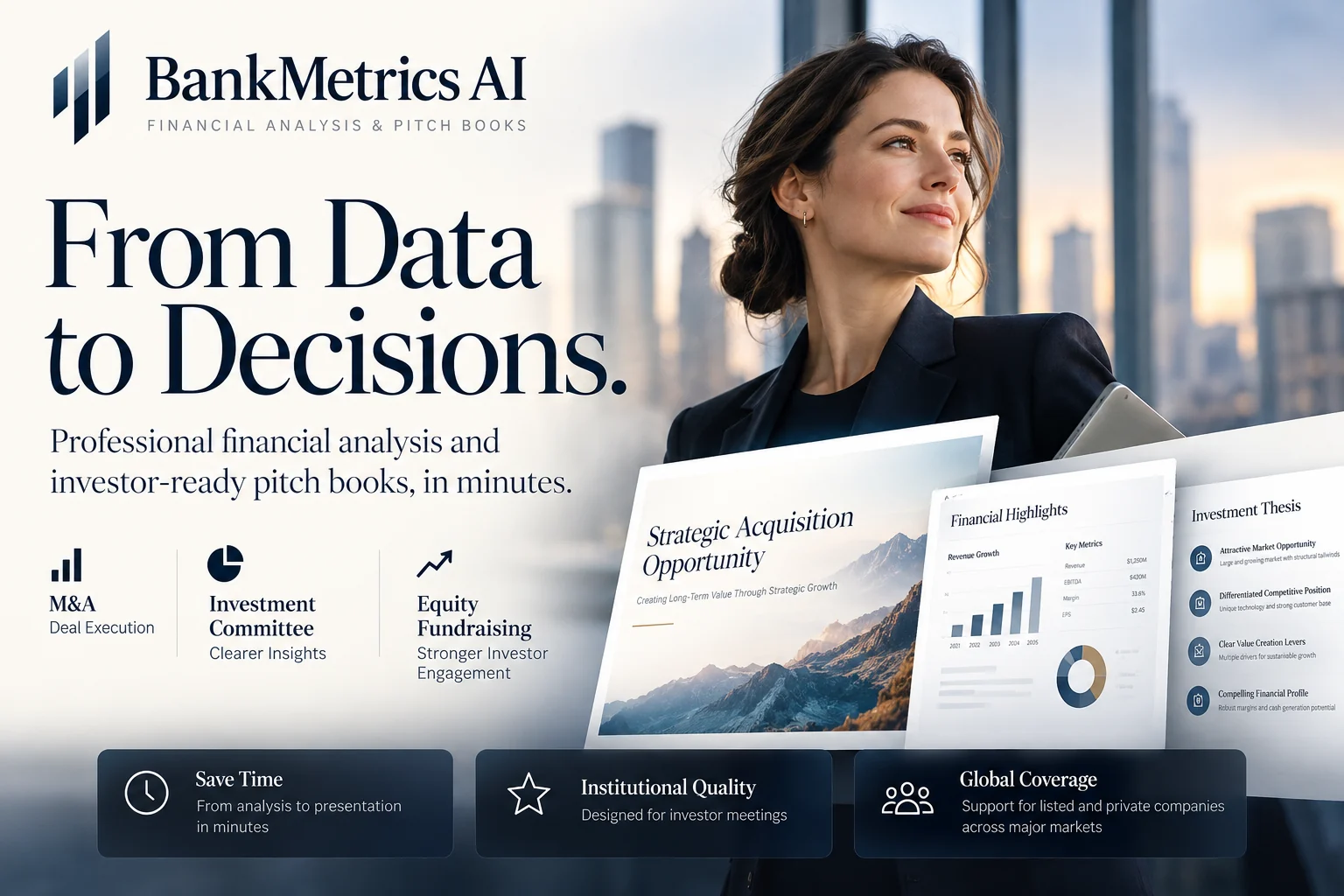 Finance professionals with investor presentation materials